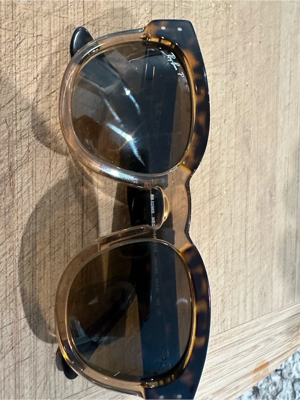 Ray-Ban Mega Hawkeye Polarized Sunglasses with Brown and Amber Pattern